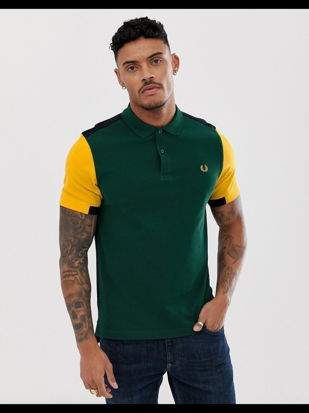 Fred Perry Bold Cuff Insert Pique Polo Shirt Ivy Green, Carbon Blue, Yellow RARE - Picture 10 of 16